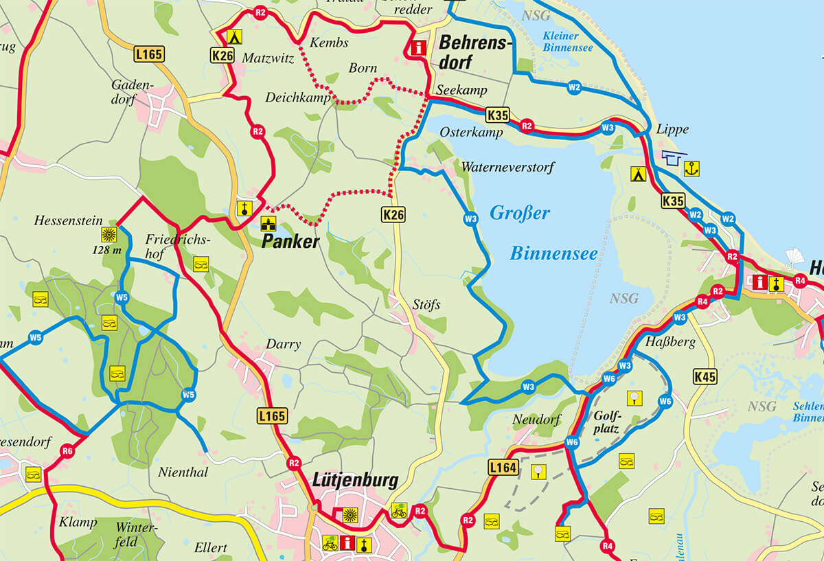 Radfahren Hotel Hohe Wacht Radfahren Hotel Hohe Wacht, Kartenausschnitt Radroute R2 an der Howachter Bucht