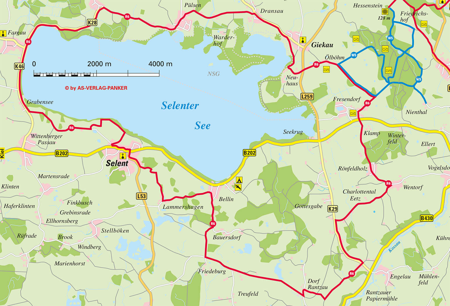 Radfahren Hotel Hohe Wacht Radfahren Hotel Hohe Wacht, Kartenausschnitt Radroute R6 an der Howachter Bucht