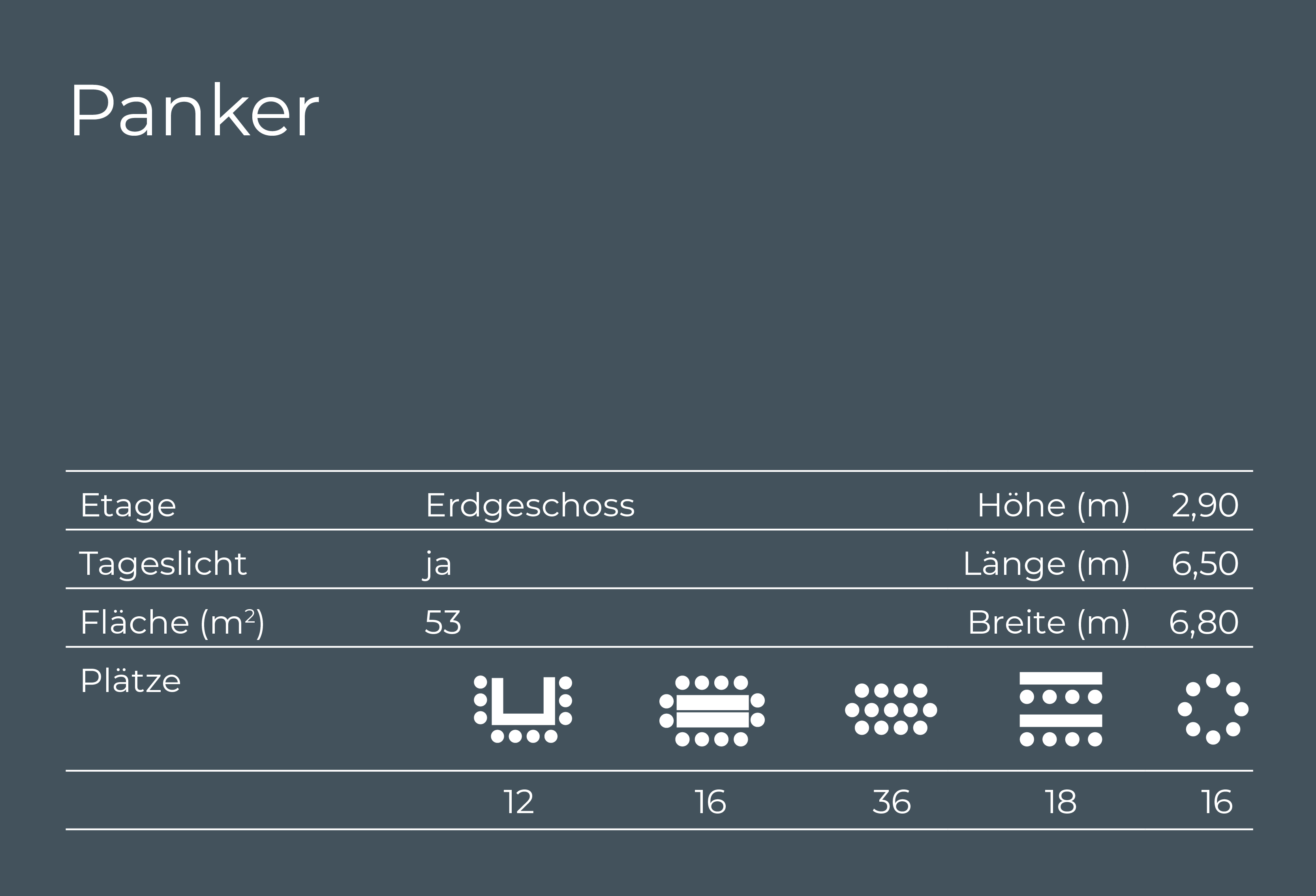 Übersicht Tagungsraum Panker Übersicht Tagungsraum Panker, Etage, Tageslicht, Fläche, Bestuhlung