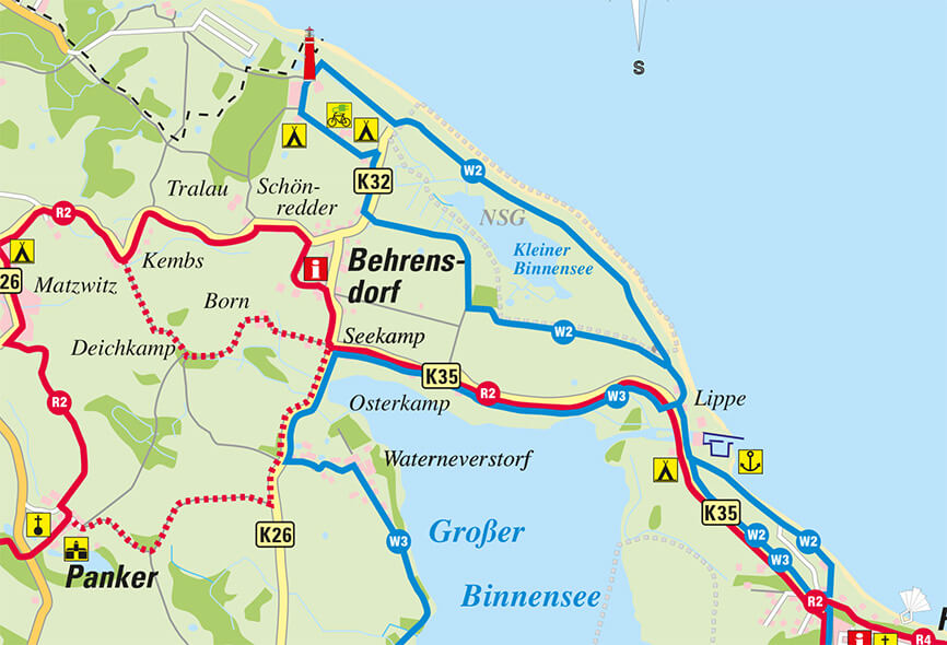 Wanderroute von Hohwacht über Lippe Behrensdorf und Panker