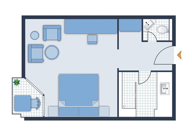 Grafisches Layout des Doppelzimmers